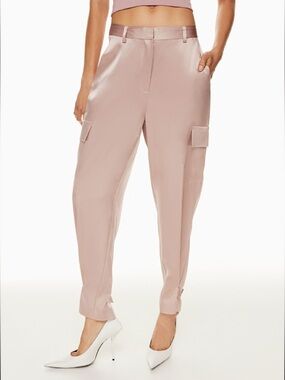 DUSTY BLUE Aritzia Satin Cargo Pants - 4